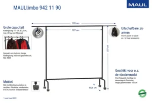 Garderoberek MAUL Limbo 156x127(tot 220)x50cm mobiel (zijarmen)-1