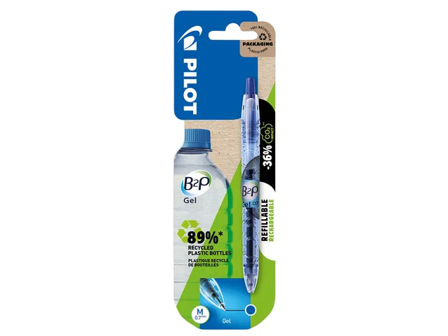 Gelschrijver PILOT Begreen B2P medium blauw blister à 1 stuk-1