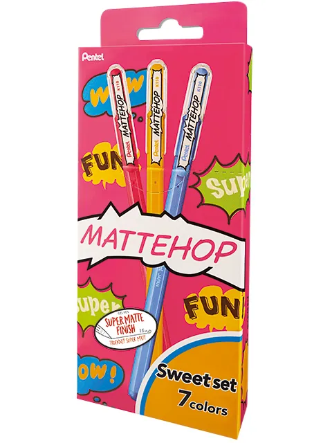 Gelschrijver Pentel K110 Mattehop Fun Sweet medium assorti blister à 7 stuks-1