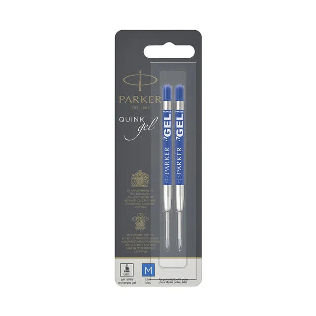 Gelschrijvervulling Parker Quink medium blauw blister à 2 stuks-1