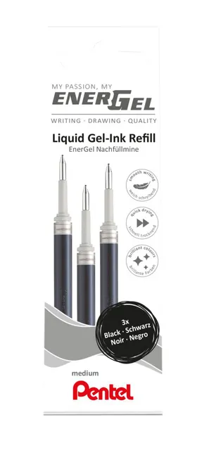 Gelschrijvervulling Pentel LR7 Energel medium zwart set à 3 stuks-1