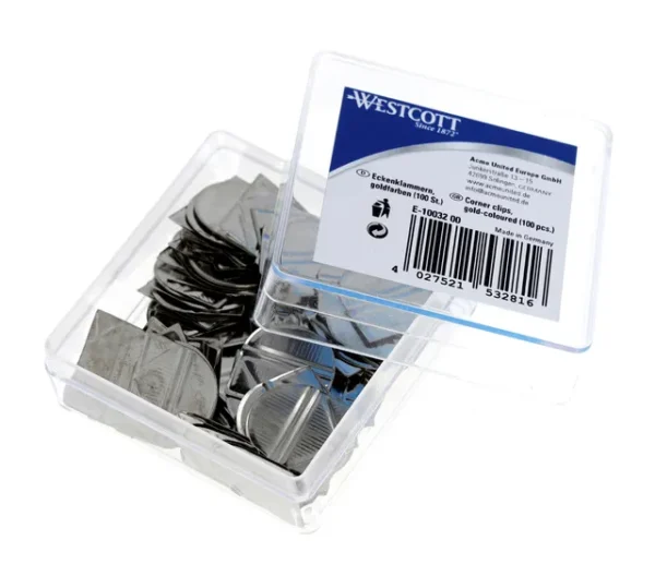 Hoekclips Westcott aluminium zilverkleurig doos à 100 stuks-2