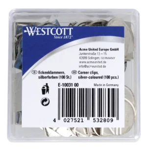 Hoekclips Westcott aluminium zilverkleurig doos à 100 stuks-1