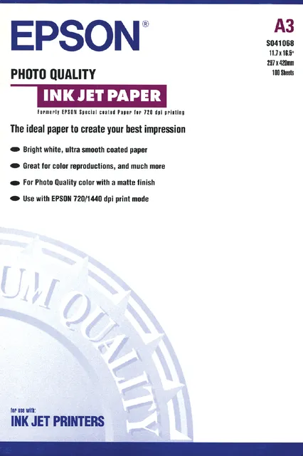 Inkjetpapier Epson S041068 A3 mat 105gr 100 vel-1