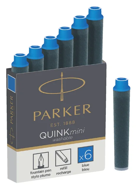 Inktpatroon Parker Quink mini tbv Parker esprit koningsblauw pak à 6 stuks-1