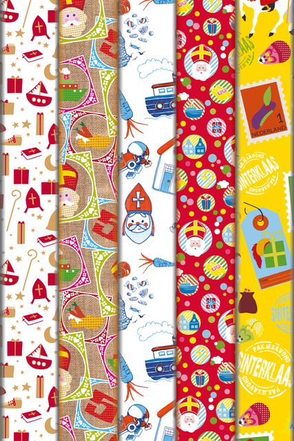 Inpakpapier Haza Sint 46.5x250cm doos à 100 stuks assorti-1