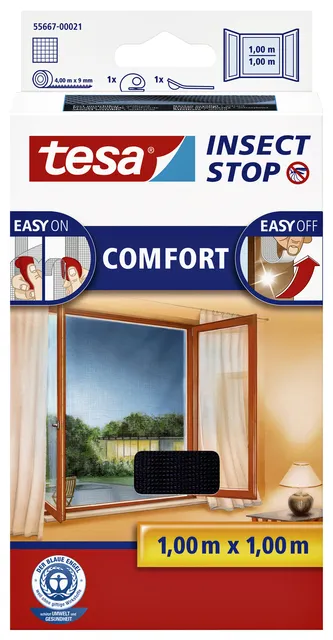 Insectenhor tesa® Insect Stop COMFORT raam 1x1m antraciet-1