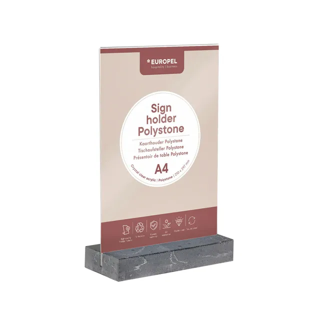Kaarthouder Europel A4 Polystone antraciet-1