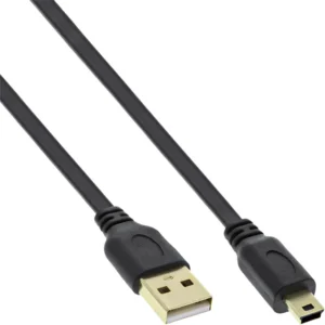 Kabel InlLne USB-A mini-B 2.0 platte kabel 2 meter zwart-1