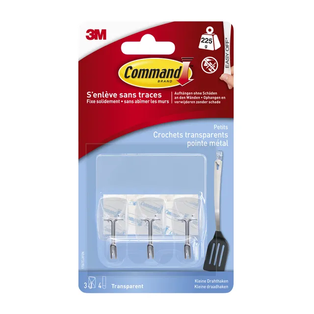 Keukenhaak Command kunststof transparant incl bevestigingsstrip-1