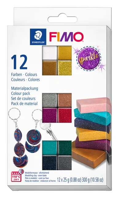 Klei Fimo effect colour pak à 12 sparkelende kleuren-1