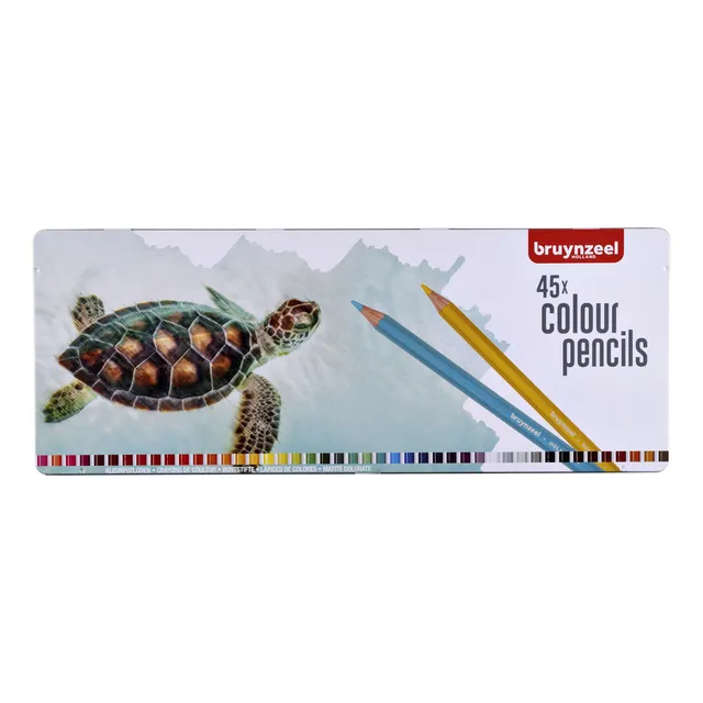 Kleurpotloden Bruynzeel schildpad blik à 45 stuks assorti-1