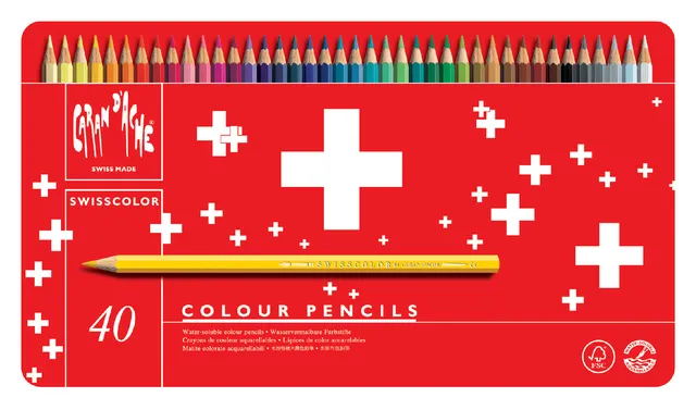 Kleurpotloden Caran d'Ache Swisscolor aquarel 40stuks ass.-1