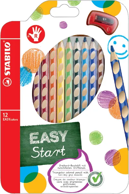 Kleurpotloden STABILO 331 Easycolors rechtshandig inclusief puntenslijper assorti etui à 12 stuks-1
