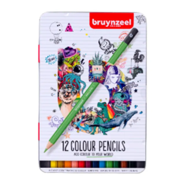 Kleurpotlood Bruynzeel wit blik 12 stuks-1
