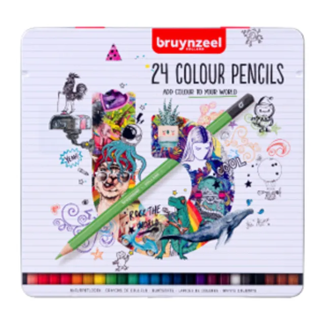 Kleurpotlood Bruynzeel wit blik 24 stuks-1