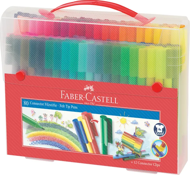 Kleurstiften Faber-Castell Connector assorti cadeauset à 80 stuks-1