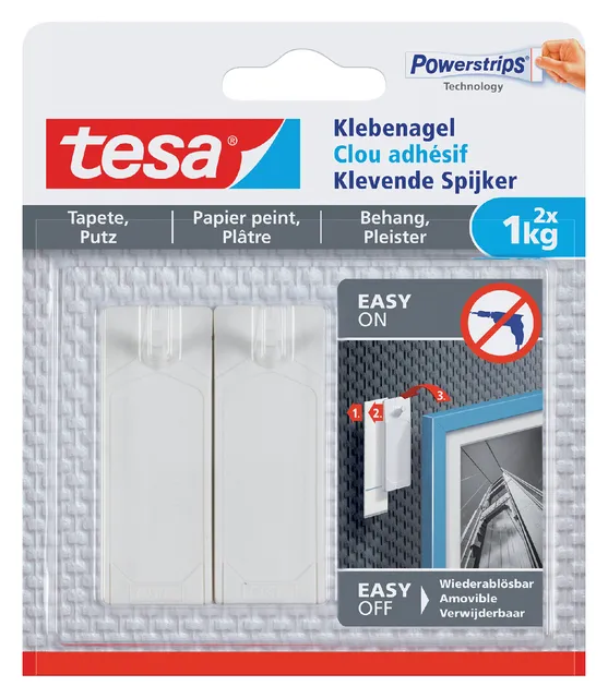 Klevende spijker tesa® behang en pleisterwerk 1kg wit 2 stuks-1