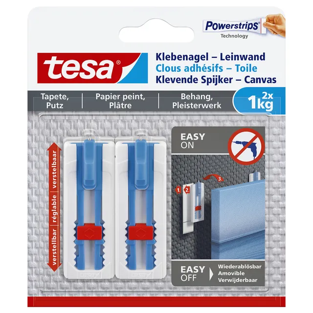 Klevende spijker tesa® canvas- behang en pleisterwerk 1kg wit 2 stuks-1
