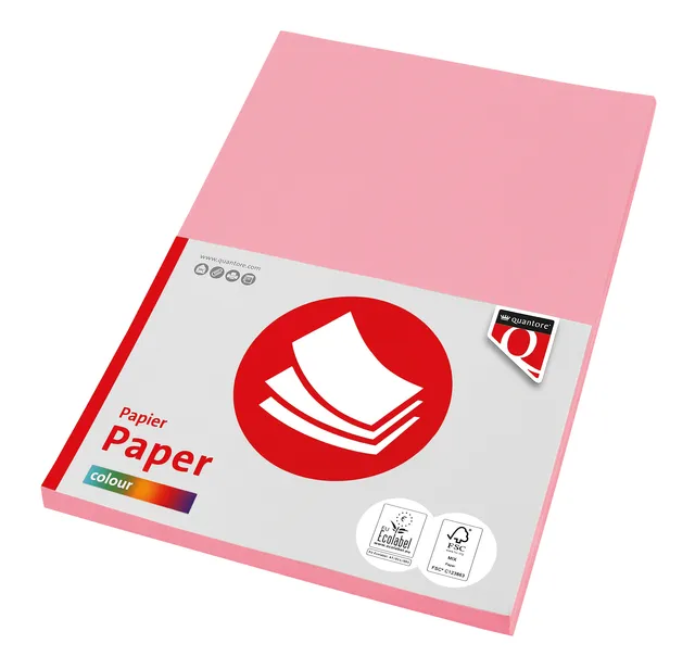 Kopieerpapier Quantore Colour A4 80gr lichtroze 100 vel-1