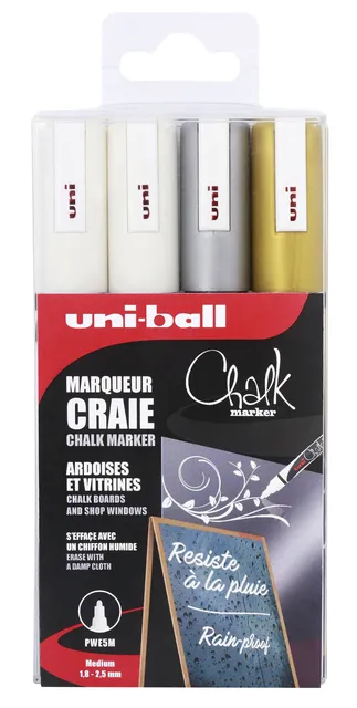 Krijtstift Uni-ball chalk rond 1.8-2.5mm assorti set à 4 stuks-1