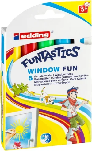 Krijtstift edding 16-5 Funtastics window fun assorti doos à 5 stuks-1