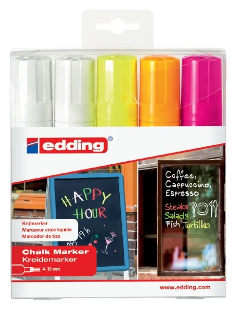 Krijtstift edding 4090 window schuin 4-15mm assorti etui à 5 stuks-1