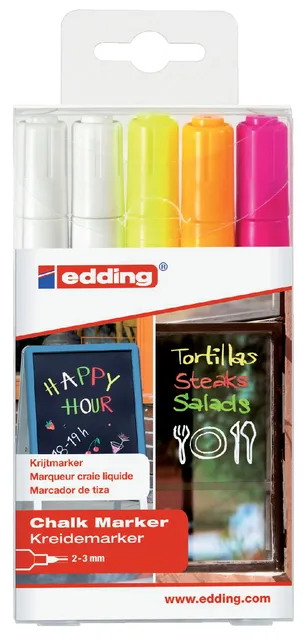 Krijtstift edding 4095 rond 2-3mm assorti blister à 5 stuks-1