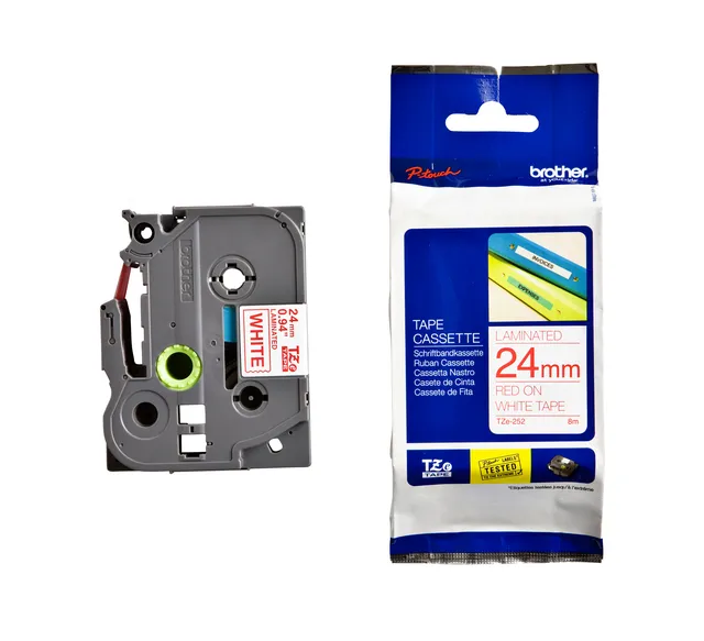 Labeltape Brother P-touch TZe-252 standaard 24mm rood op wit-1