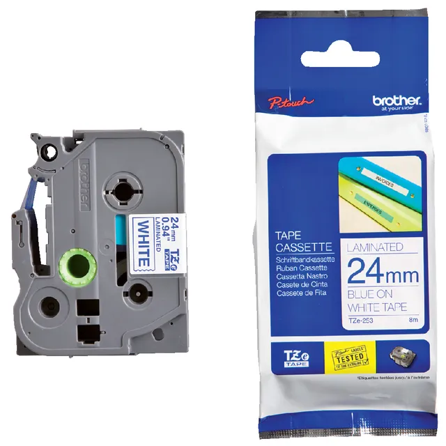 Labeltape Brother P-touch TZe-253 standaard 24mm blauw op wit-1