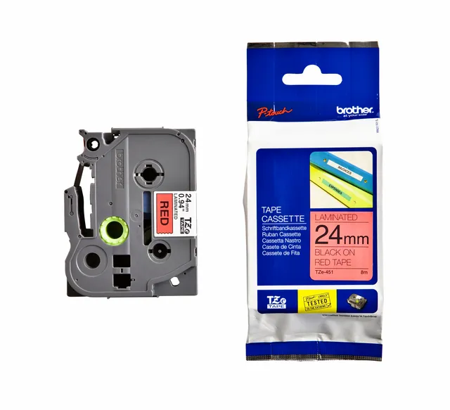Labeltape Brother P-touch TZe-451 standaard 24mm zwart op rood-1