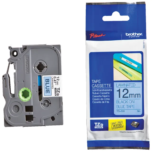 Labeltape Brother P-touch TZe-531 standaard 12mm zwart op blauw-1