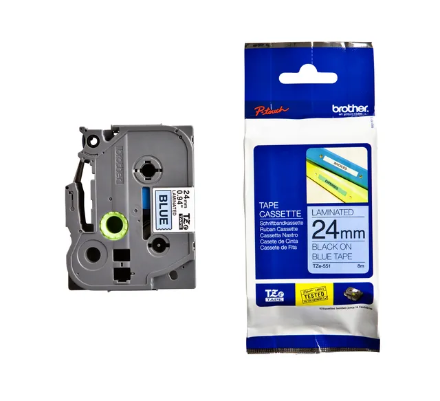 Labeltape Brother P-touch TZe-551 standaard 24mm zwart op blauw-1