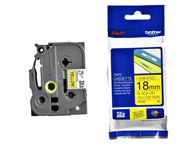 Labeltape Brother P-touch TZe-641 standaard 18mm zwart op geel-1