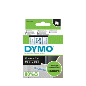 Labeltape Dymo LabelManager D1 polyester 12mm blauw op wit-1
