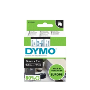 Labeltape Dymo LabelManager D1 polyester 9mm blauw op wit-1