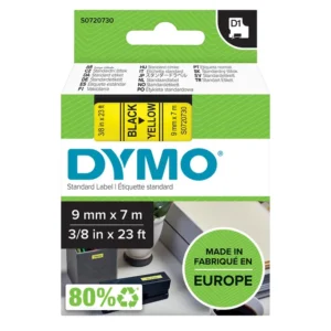 Labeltape Dymo LabelManager D1 polyester 9mm zwart op geel-1