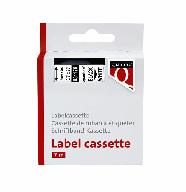 Labeltape Quantore 40913 9mmx7m zwart op wit-1