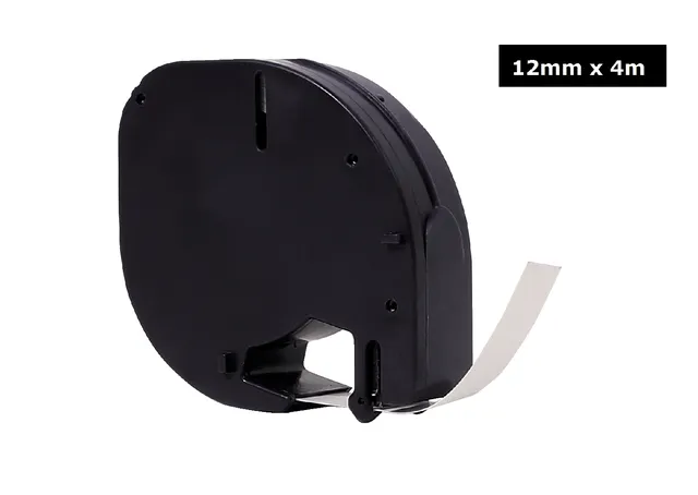 Labeltape Quantore 91201 12mmx4m kunststof zwart op wit-1