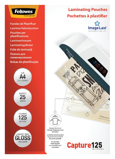 Lamineerhoes Fellowes A4 2x125micron glans 25 stuks-1