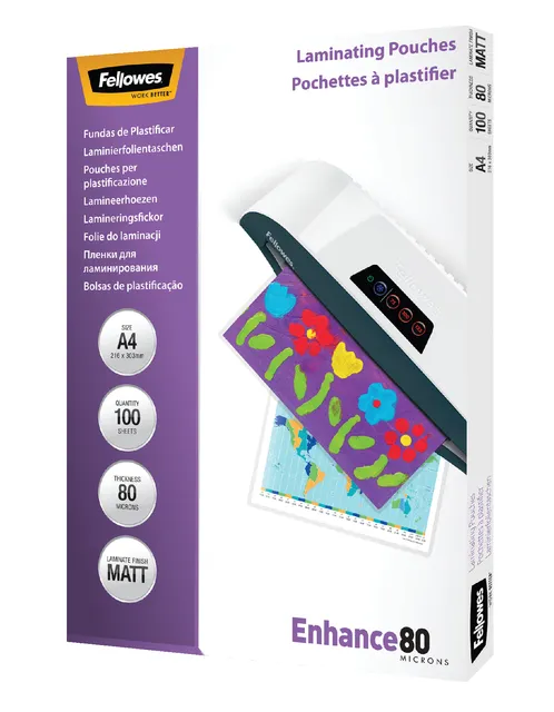 Lamineerhoes Fellowes A4 2x80micron mat 100 stuks-1