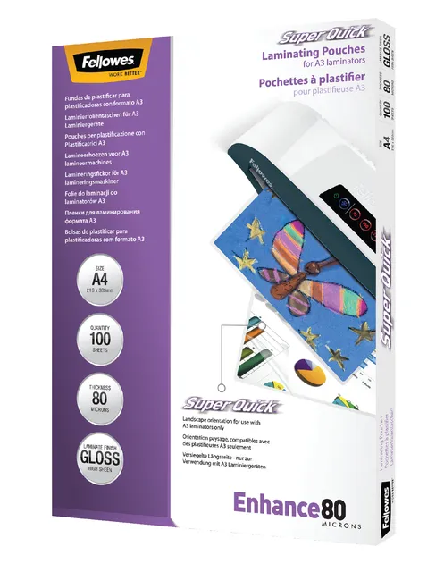 Lamineerhoes Fellowes A4 Superquick 2x80micron 100 stuks-1