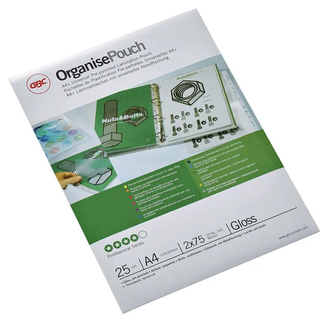 Lamineerhoes GBC A4+ 4-gaats 2x75micron 25 stuks-1