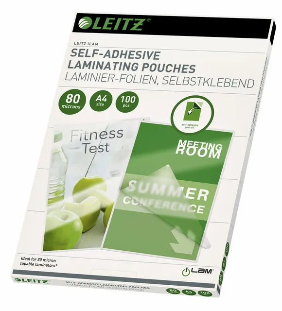 Lamineerhoes Leitz iLAM A4 zelfklevend 2x80micron EVA 100 stuks-1