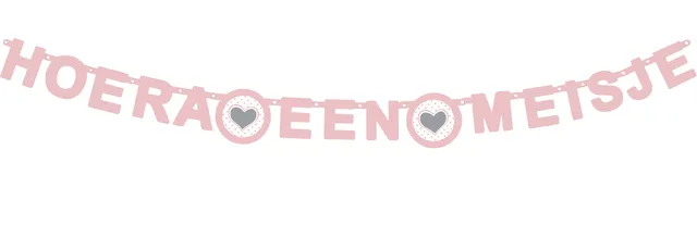 Letterslinger ''Hoera een meisje'' roze-1