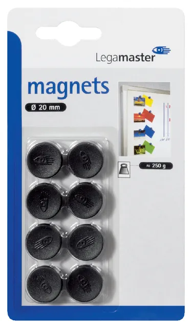 Magneet Legamaster 20mm 250gr zwart 8 stuks-1