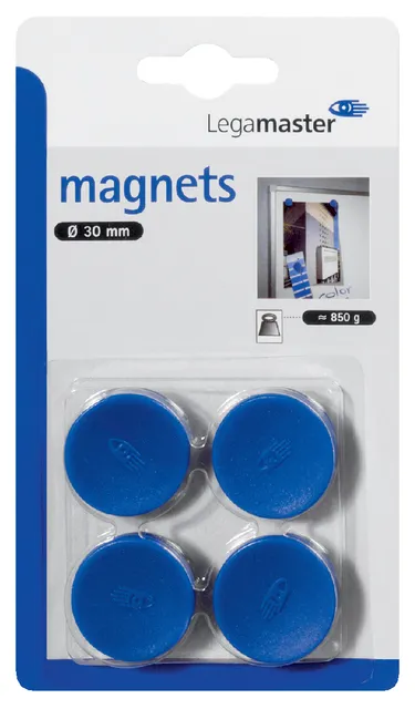 Magneet Legamaster 30mm 850gr blauw 4 stuks-1