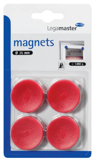 Magneet Legamaster 30mm 850gr rood 4 stuks-1