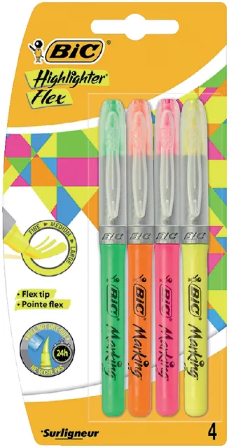 Markeerstift Bic flex assorti  blister à 4 stuks-1