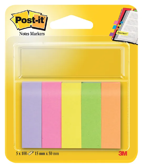 Markeerstrook Post-it 670 15x50mm papier assorti 5x100vel-1